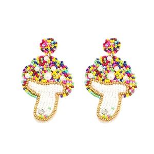 cute multicolor Mushrooms Beaded Bohemian Earrings
